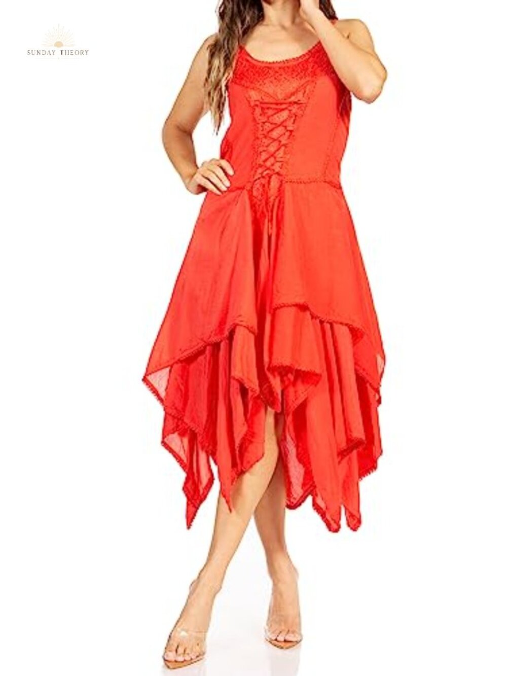 Corset Style Handkerchief Hem Dress – Cotton Rayon Blend